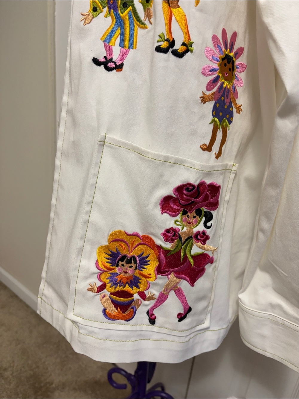 Bob Mackie Wearable “Parade of the Flowers” White Full-Zip Embroidered Jacket - Picture 5 of 16